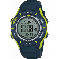 Lorus Ψηφιακό Ανδρικό Ρολόι Χρονογράφος με Μπλε Πράσινο Καουτσούκ Λουράκι R2365MX9