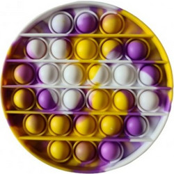 POP IT Fidget Anti Stress Bubble Αγχολυτικό Παιχνίδι Στρογγυλό - 5208 - Λευκό Μωβ Κίτρινο