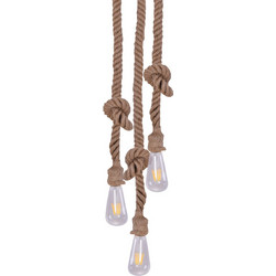 Home Lighting Maya Κρεμαστό Φωτιστικό Οροφής με Σχοινί Πολύφωτο E27 Καφέ 77-4344
