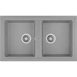 Teka Stone 90 C-TG 2E Ένθετος Νεροχύτης Γρανίτη Metallic Grey 86x51cm