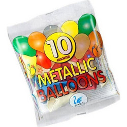 10τεμ μπαλόνια latex μεταλλιζέ Swan, m0174