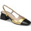 Fericelli Γόβες Slingback Δερμάτινες με Χοντρό Χαμηλό Τακούνι Μαύρες Χρυσές 5302