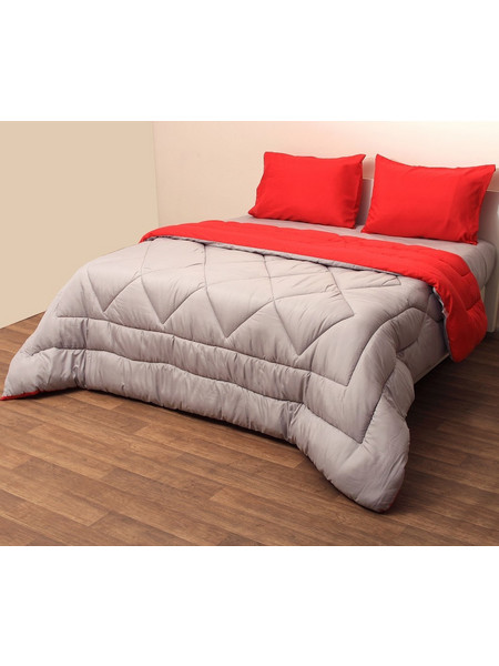 Viopros Πάπλωμα Μονό Microfiber Microfiber 160x240 Γκρι/Κόκκινο