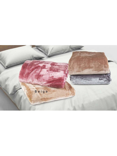 Κουβέρτα Μονόχρωμη Velvet Μπεζ 160x220 550gr