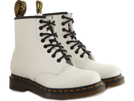 Dr. Martens 1460 Γυναικεία Αρβυλάκια Δερμάτινα Λευκά με Χοντρό Χαμηλό Τακούνι 11822100