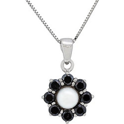 Million Diamonds Γυναικείο Κολιέ Ροζέτα από Λευκόχρυσο 14Κ με Πέρλα MD14986