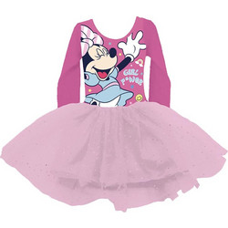 Παιδικό Mακρυμάνικο Κορμάκι Μπαλέτου με την Minnie Mouse με Ροζ τούλινη Φούστα, Minnie Mouse Dress - Aria Trade