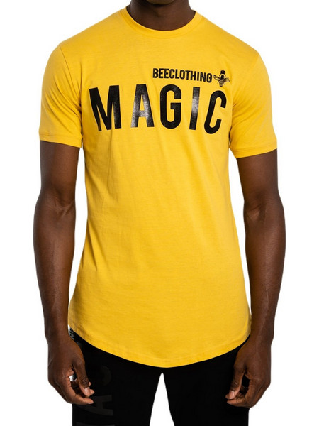 Magic bee - MB2207 - Curved Hem Glossy Logo Tee - Yellow - Μπλουζά Μακό - yellow