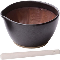 Γουδί SURIBACHI MOTOSHIGE 18 5x18xΥ10cm με γουδοχέρι SURIKOGI 30cm μαύρο made in Japan c432732