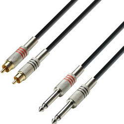 Adam Hall K3TPC0100 3Star Series Καλώδιο Audio 2xRCA - 2x1/4 Mono Jack 1m Μαύρο