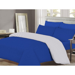Γαρύφαλλο Σετ Σεντόνια Υπέρδιπλα 220x250 Royal Blue Πουά-Ριγέ