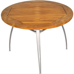 Ξύλινο Τραπέζι Με Μεταλλικά Πόδια 100x100x74cm, Καφέ