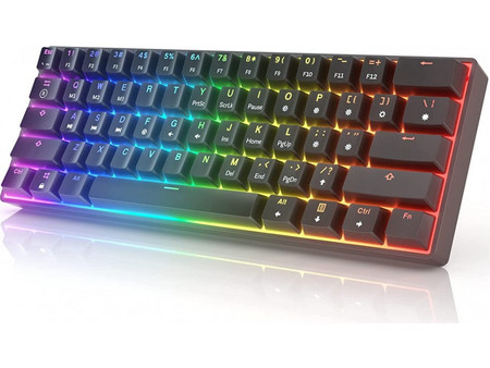 HK Gaming GK61 Black Μηχανικό Gaming Πληκτρολόγιο 60% με Gateron Brown Διακόπτες RGB