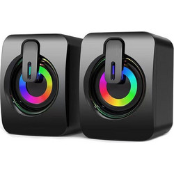 A8-D390 Ηχεία Υπολογιστή 2.0 6W με RGB Φωτισμό Black