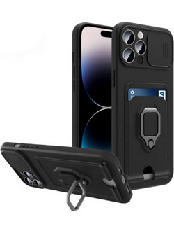 Bodycell Multifunction Ring Holder Back Cover Black (iPhone 14 Pro Max)
