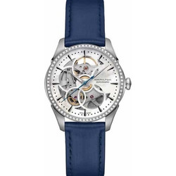 Hamilton Jazzmaster Γυναικείο Ρολόι Αυτόματο με Μπλε Δερμάτινο Λουράκι H42405991