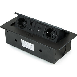 Πρίζα Γραφείου 120x265mm Μαύρη με 2 Πρίζες Σούκο - HDMI - RJ45 - USB A - USB C Emuca 5039914