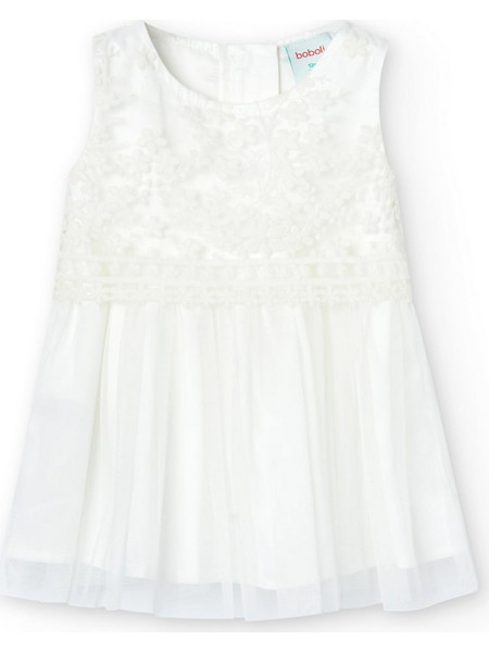 Boboli Παιδικό Φόρεμα με Τούλι Λευκό 706025-1111