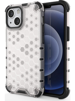 Honeycomb Case armor cover with TPU Bumper for iPhone 13 mini transparent