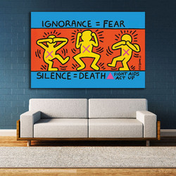 Πίνακας σε Καμβά - Keith Haring - Ignorance = Fear - Poster - 45 x 30 εκ