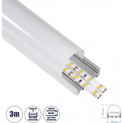GloboStar SURFACEPENDANT-PROFILE 70870-3M Προφίλ Αλουμινίου - Βάση & Ψύκτρα Ταινίας LED με Λευκό Γαλακτερό Κάλυμμα - Επιφανειακή & Κρεμαστή Χρήση - Πατητό Κάλυμμα - Ασημί - 3 Μέτρα - Μ300 x Π4.5 x Υ4.