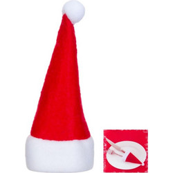 Χριστουγεννιάτικη Θήκη για Μαχαιροπίρουνα Τσόχα Κόκκινη Λευκή Σκουφί 13cm - 4 τμχ