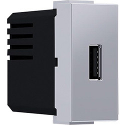 Acaelec Modys Πρίζα Τροφοδοσίας 1xUSB 1 Στοιχείου 1P IP20 230V 50Hz 0.3A 5V DC 1.2A Ασημί (10101412824)