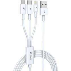 Devia Καλώδιο Σύνδεσης Usb 2.0 3in1 EC141 Usb A σε Micro Usb & Usb C & Lightning 1.2m Smart Λευκό