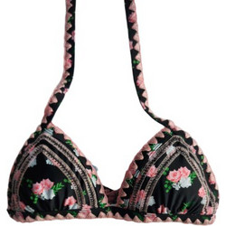 Ysabel Bikini Top Τριγωνάκι με Ενίσχυση Floral Μαύρο 80951