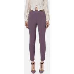 Elisabetta Franchi PA00536E2V280-BI3 Υφασμάτινο Γυναικείο Παντελόνι Ψηλόμεσο Purple