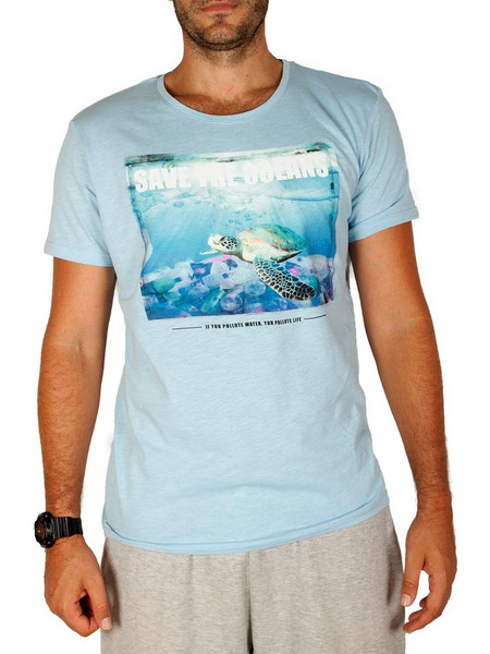 Sublevel T-shirt Save The Oceans Light Blue W22423-LBL