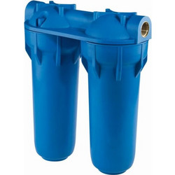 Atlas Filtri DP 10" Διπλό 1/2''-3/4'' Φίλτρο Νερού Κάτω Πάγκου Μπλε