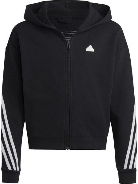 Adidas Future Icons 3-Stripes Παιδική Ζακέτα Φούτερ με Κουκούλα και Φερμουάρ Μαύρη IC0118