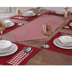 Runner Moena Κόκκινο Σετ 7τεμ. 40x110cm. & 6 Σουπλά 60% Cotton - 40% Polyester