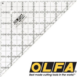 OLFA QR-6RT Χάρακας ακρυλικός τριγωνικος διαφανές σε ιντσες 15x15 cm