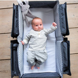 Doomoo Baby Travel 2 in 1 Τσάντα Κρεβατάκι Ώμου & Χειρός Γκρι