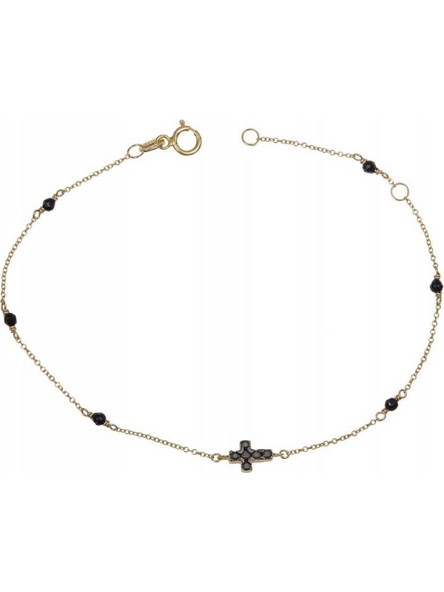 Χρυσό βραχιόλι με σταυρουδάκι Κ9 black spinel 045991 045991 Χρυσός 9 Καράτια