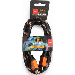 Opticum Καλώδιο HDMI 2.0 Braided HDMI Male to HDMI Male 2m Black
