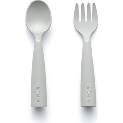 Miniware Des.15 Σετ Βρεφικό Πιρούνι & Κουτάλι Βιοδιασπώμενο 12m+ Γκρι 2τμχ
