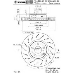 Brembo Σετ Δισκόπλακες ΕμπρόςΚωδικός: 09.A621.31