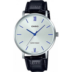 Casio Ανδρικό Ρολόι με Μαύρο Δερμάτινο Λουράκι MTP-VT01L-7B