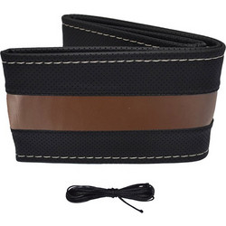 Κάλυμμα τιμονιού αυτοκινήτου Otom Stitching δερματίνη ραφτό εξώγαζο μαύρο - καφέ Medium 37-39cm DK-304 1 τεμάχιο