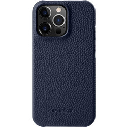 Θήκη iPhone 15 Pro MELKCO Πλάτη Shock-Proof από Premium αυθεντικό δέρμα Genuine Cowhide μπλε σκούρο