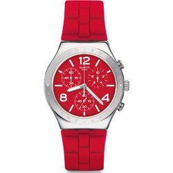 Swatch Rouge De Bienne Ανδρικό Ρολόι Χρονογράφος με Κόκκινο Καουτσούκ Λουράκι YCS117