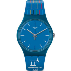 Swatch Ανδρικό Ρολόι με Μπλε Καουτσούκ Λουράκι SUOZ277
