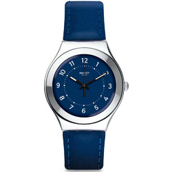Swatch Snuggle Bunch Γυναικείο Ρολόι με Μπλε Δερμάτινο Λουράκι YGS136
