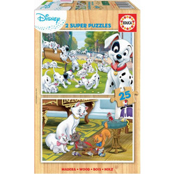 Παιδικό Puzzle Educa Ξύλινο Disney 101 Dalmatians & Aristocats 2x25 Κομμάτια