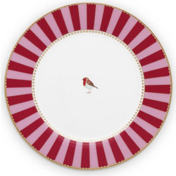Pip Studio Πιάτο Γλυκού Πορσελάνης Love Birds Stripes Red Pink 21cm 51001026