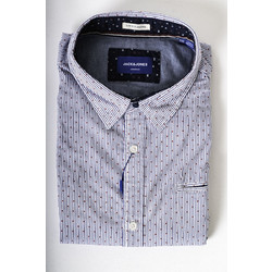 Jack & Jones Ανδρικό Πουκάμισο Βαμβακερό Μακρυμάνικο Κανονική Γραμμή Μπλε 12168254
