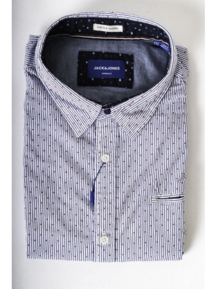 Jack & Jones Ανδρικό Πουκάμισο Βαμβακερό Μακρυμάνικο Κανονική Γραμμή Μπλε 12168254